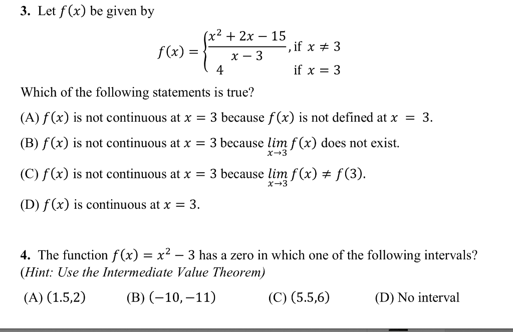 Solved 3 Let F X Be Given By X2 2x 15 If X 3