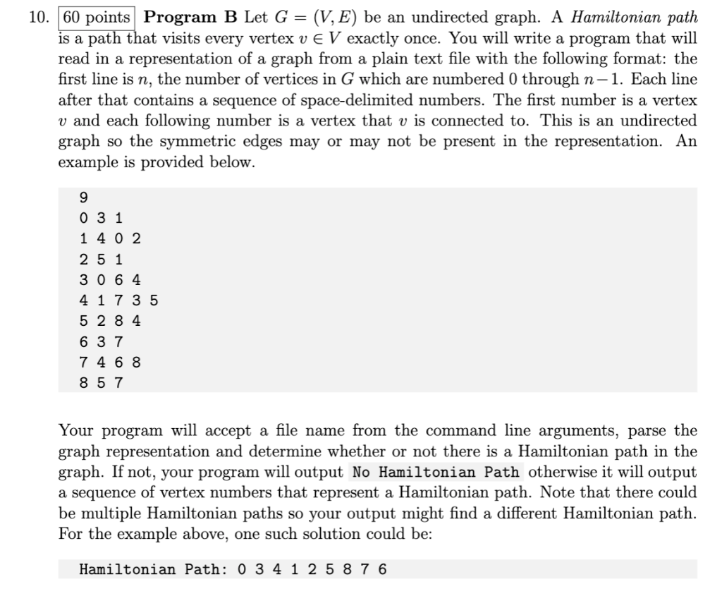 10. 60 points Program B Let G = (V, E) be an | Chegg.com
