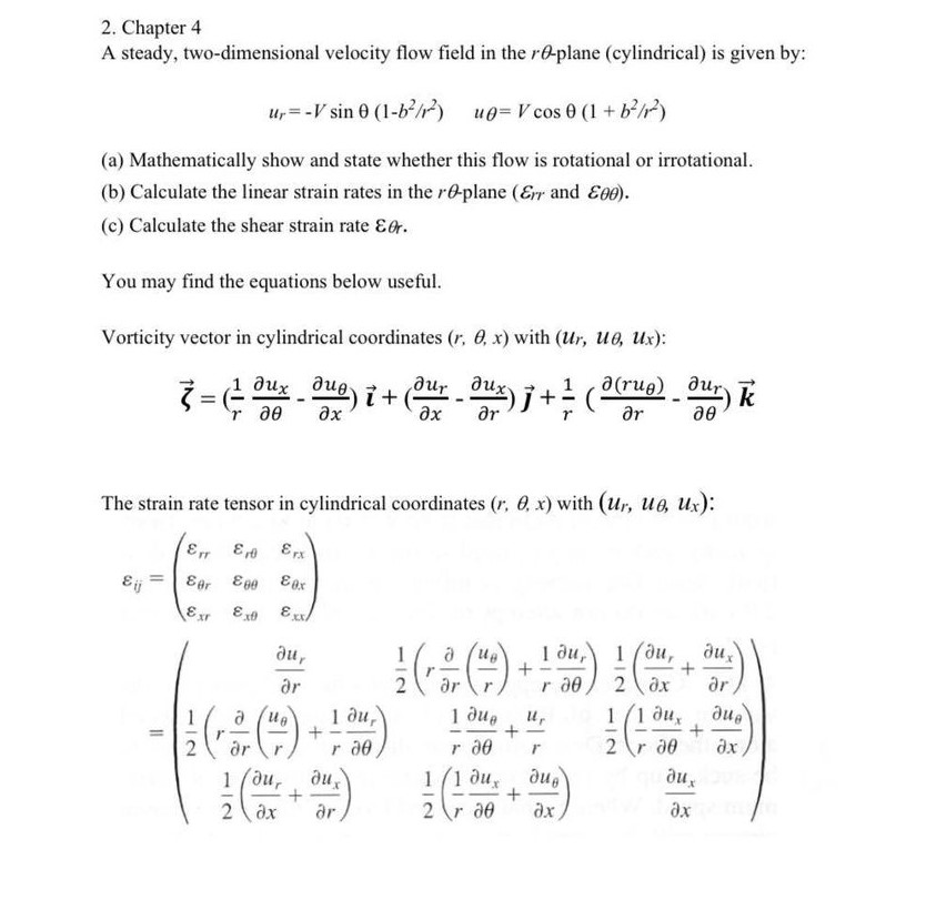 Solved 2. Chapter 4 A Steady, Two-dimensional Velocity Flow | Chegg.com