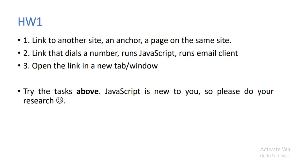 Solved HW1 - 1. Link to another site, an anchor, a page on | Chegg.com