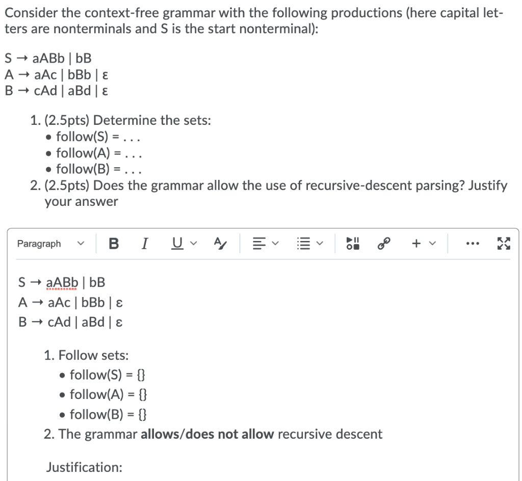 Solved Consider The Context-free Grammar With The Following | Chegg.com