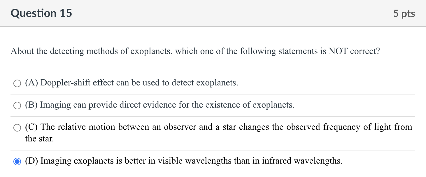 Solved About The Detecting Methods Of Exoplanets, Which One | Chegg.com