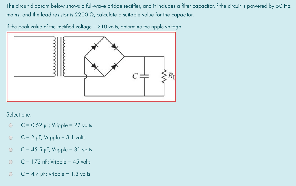 Full Wave Bridge Rectifier With Capacitor Filter