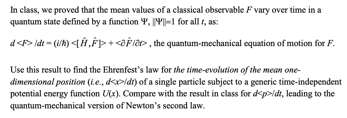 Solved In class, we proved that the mean values of a | Chegg.com