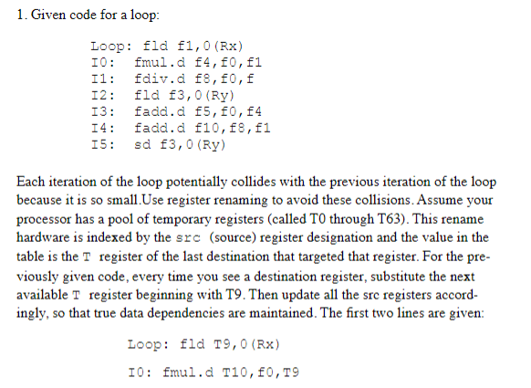 Solved 1. Given code for a loop: Each iteration of the loop | Chegg.com