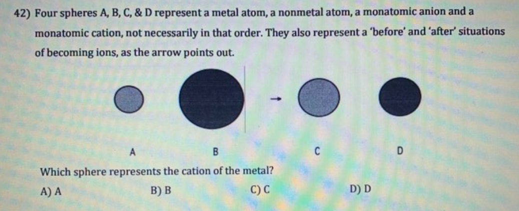 Solved 42) Four Spheres A, B, C, & D Represent A Metal Atom, | Chegg.com