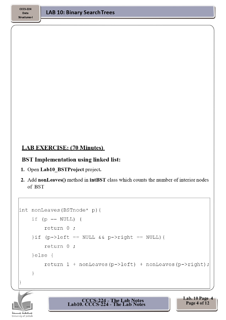 CCCS-224 Data Structures-1 LAB 10: Binary Search | Chegg.com