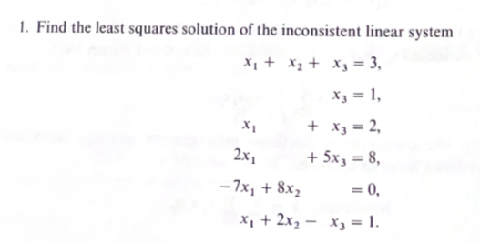 Solved 1. Find the least squares solution of the | Chegg.com