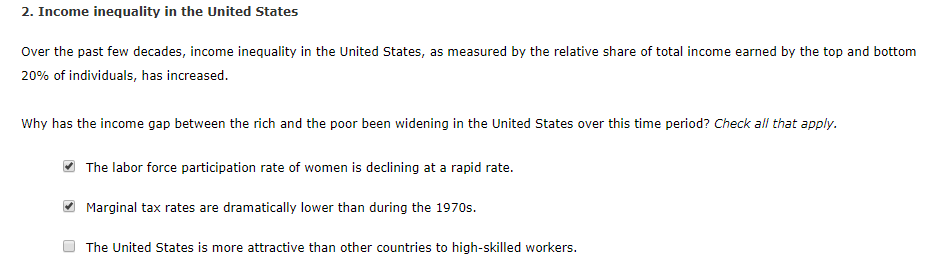 Solved 2. Income inequality in the United States Over the | Chegg.com