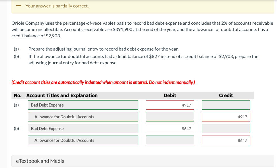 Solved Your Answer Is Partially Correct. Oriole Company Uses | Chegg.com