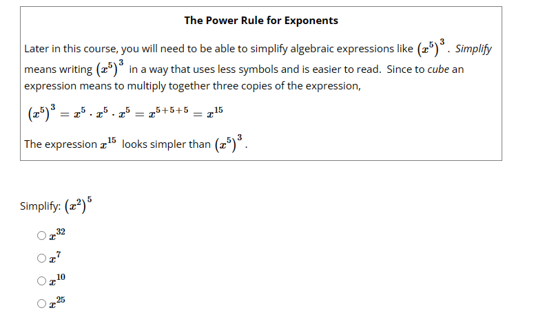 Solved When simplifying an expression like (x2y4)3, you may | Chegg.com