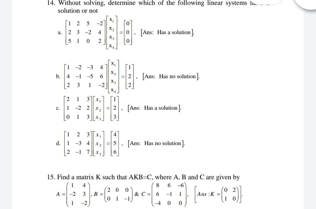 Solved 14. Without solving, determine which of the following | Chegg.com