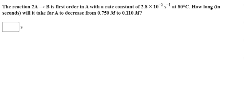 The reaction 2A B is second order with a rate | Chegg.com | Chegg.com