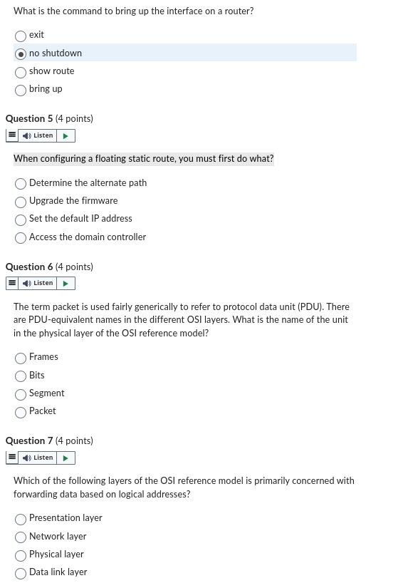 Solved What is the command to bring up the interface on a | Chegg.com