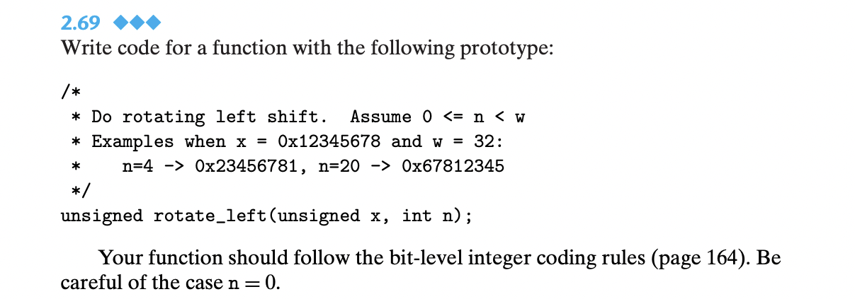 Solved 2.69 Write code for a function with the following | Chegg.com