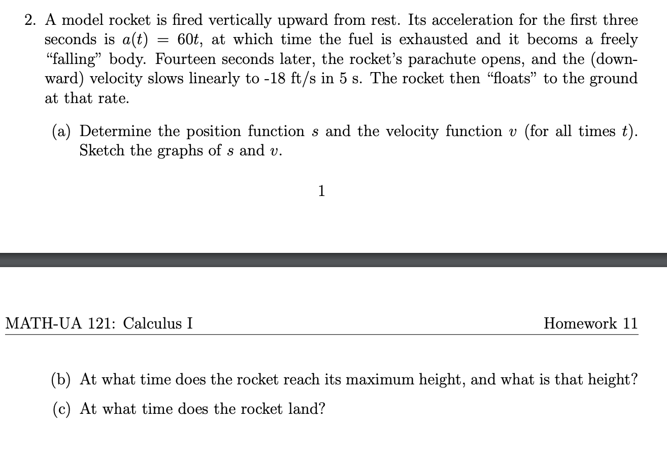2. A model rocket is fired vertically upward from