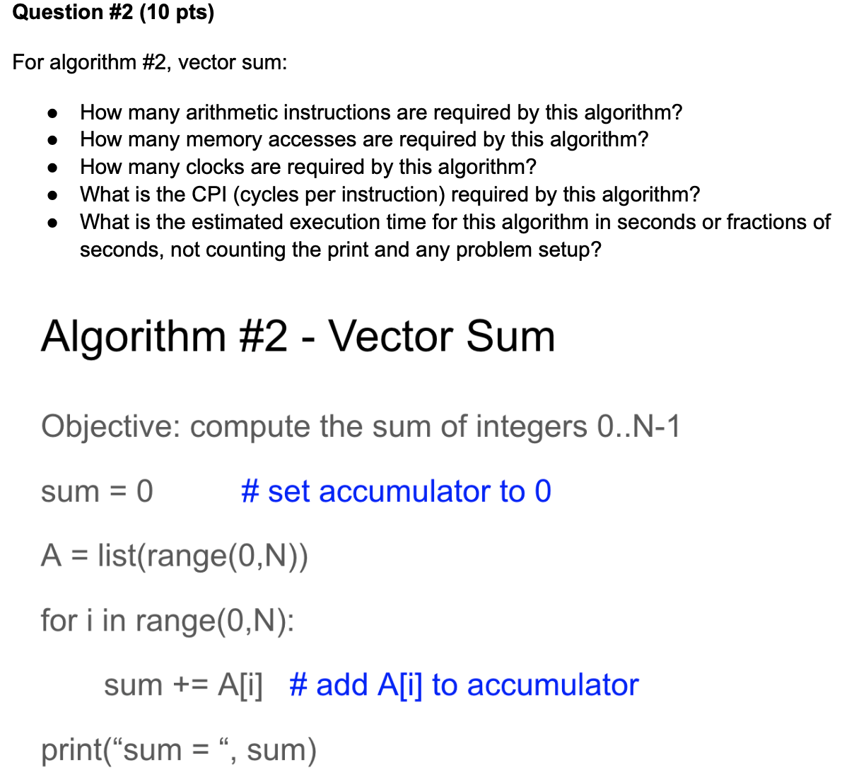 solved-for-algorithm-2-vector-sum-how-many-arithmetic-chegg