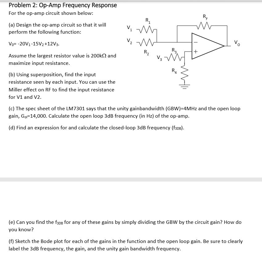 Solved Problem 2: Op-Amp Frequency Response For the op-amp | Chegg.com