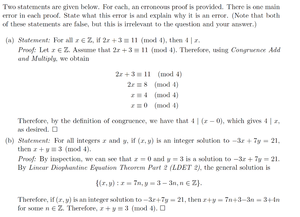 Solved Two statements are given below. For each, an | Chegg.com