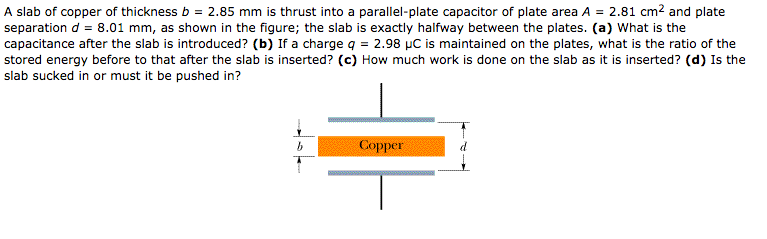 Solved A Slab Of Copper Of Thickness B = 2.85 Mm Is Thrust | Chegg.com