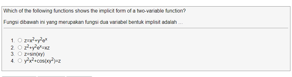 Solved Which of the following functions shows the implicit | Chegg.com