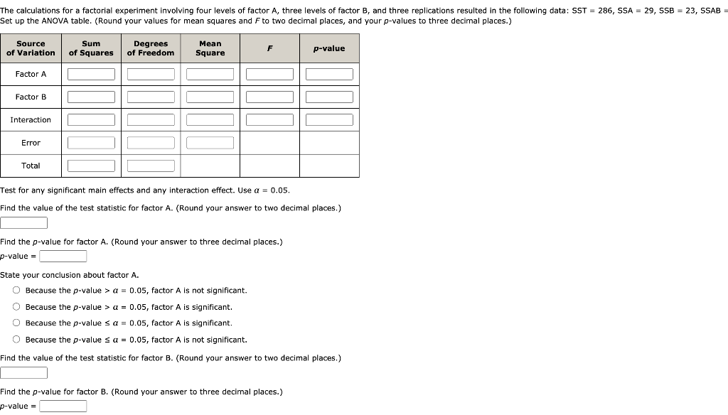 solved-a-factorial-experiment-involving-two-levels-of-factor-chegg