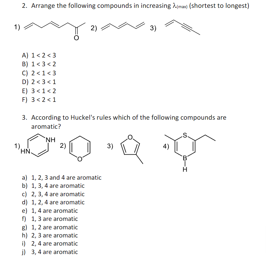 Solved 2. Arrange the following compounds in increasing | Chegg.com