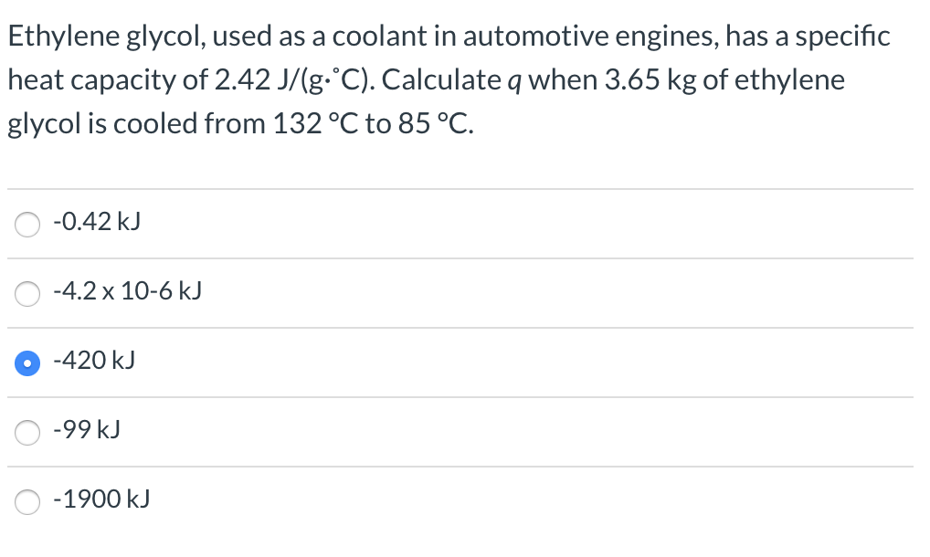 Solved Ethylene glycol, used as a coolant in automotive