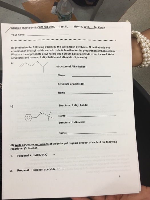 Solved Synthesize the following ethers by the Williamson