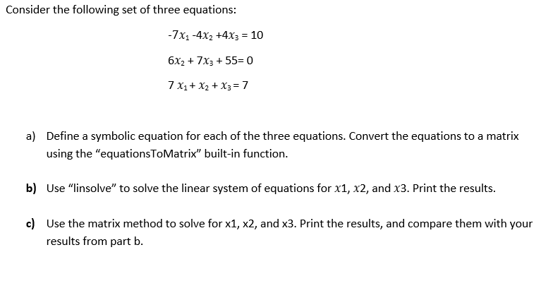 Solved Consider the following set of three equations: | Chegg.com