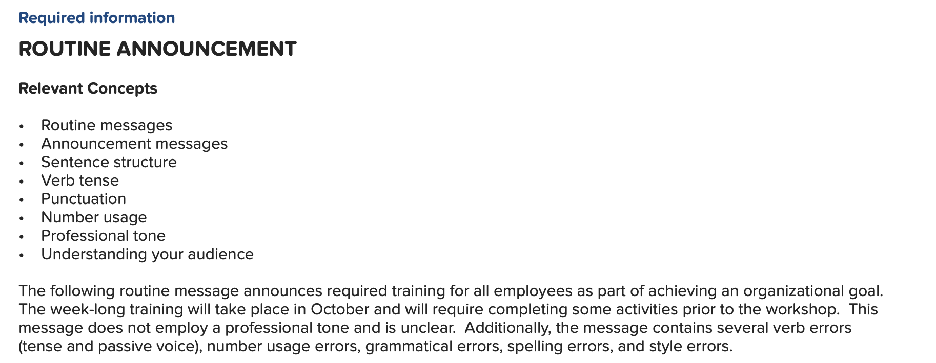 Required information ROUTINE ANNOUNCEMENT Relevant