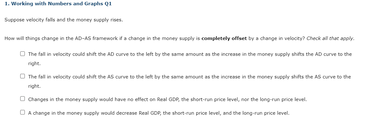 Solved 1. Working With Numbers And Graphs Q1 Suppose | Chegg.com