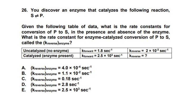 Solved 26. You discover an enzyme that catalyzes the | Chegg.com