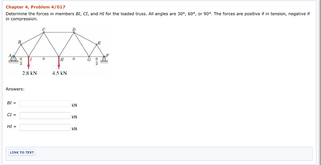 Solved Chapter 4, Problem 4/017 Determine the forces in | Chegg.com