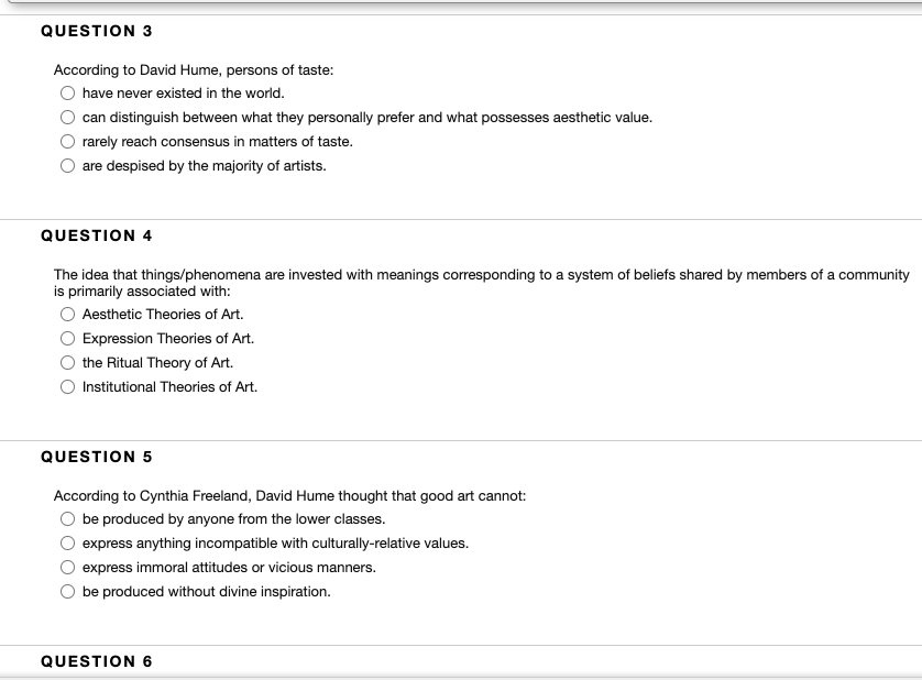 QUESTION 1 According to David Hume, a person's | Chegg.com