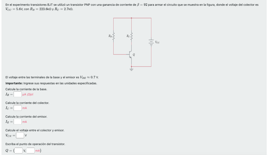 Solved En el experimento transistores BJT se utilizó un