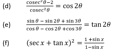 Solved (d) cosec2θcosec2θ−2=cos2θ (e) | Chegg.com