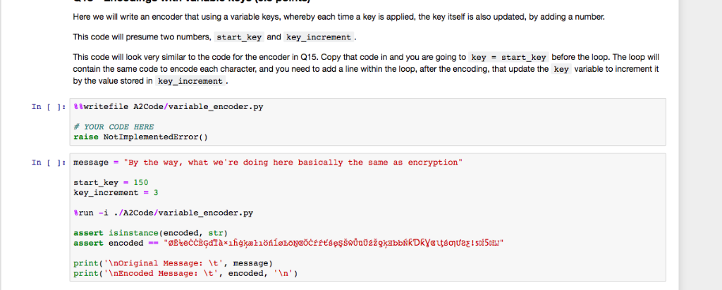 Write a code block to encode strings into a secret | Chegg.com