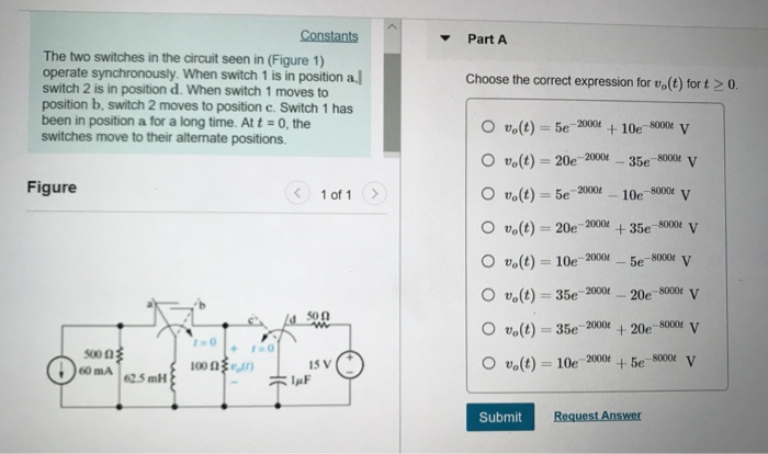 Solved Part A The Two Switches In The Circuit Seen In | Chegg.com