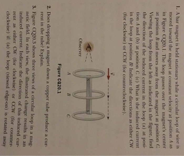 Solved 1. A bar is held stationary while a circular