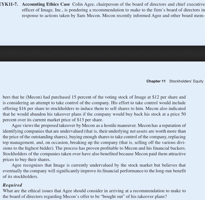 Solved YK117. Accounting Ethics Case Colin Agee,