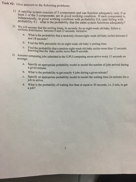 Solved Task #2: Give answers to the following problems: I) A | Chegg.com