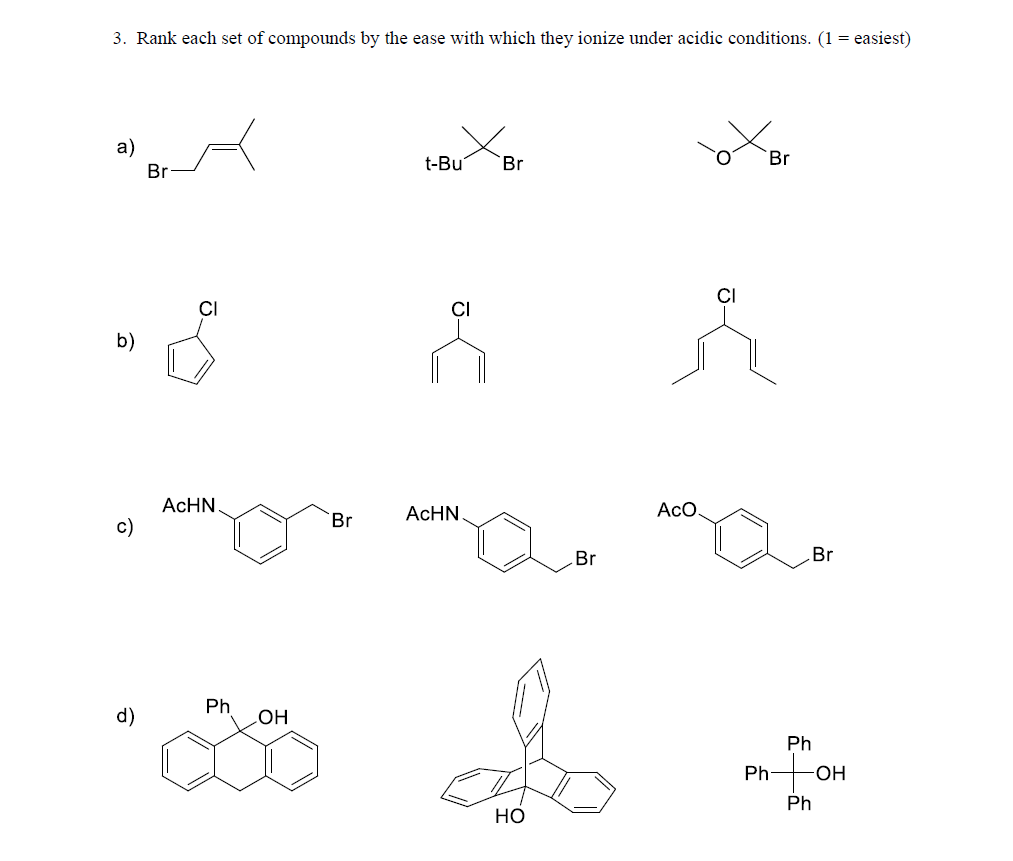 Solved 3. Rank each set of compounds by the ease with which