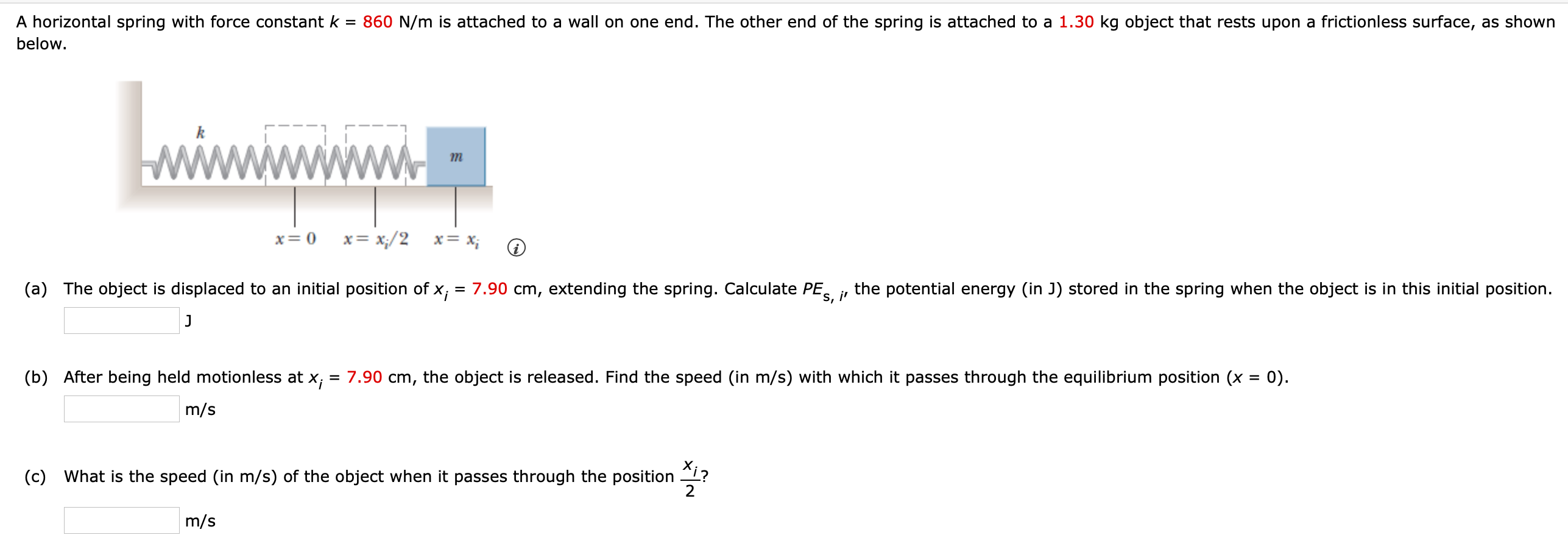 solved-a-horizontal-spring-with-force-constant-k-860-n-m-chegg