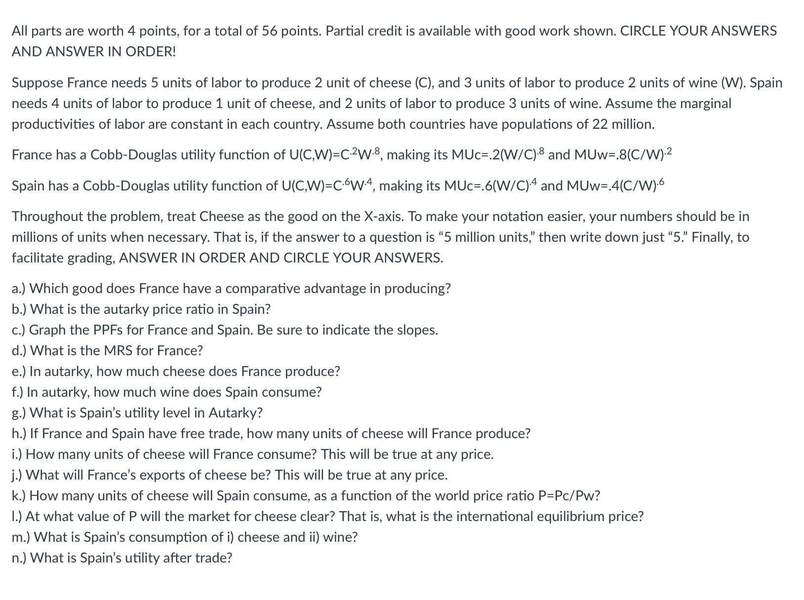 Solved All parts are worth 4 points, for a total of 56 | Chegg.com