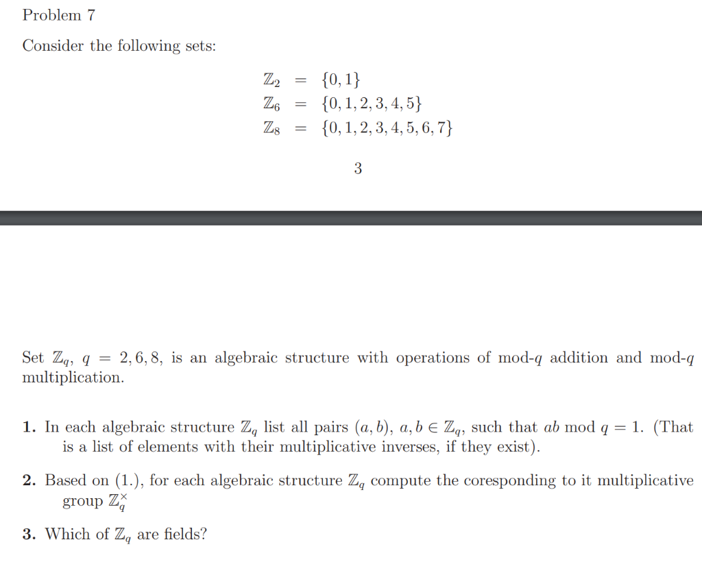 Solved Problem 7 Consider The Following Sets 0 1 0 1 Chegg Com