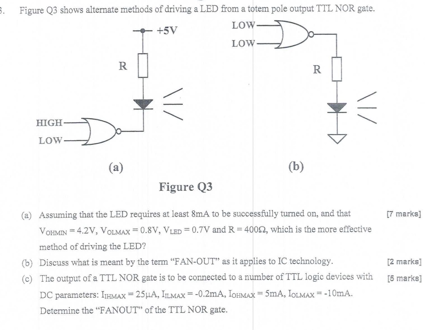 Solved Figure Q3 ﻿shows alternate methods of driving a LED | Chegg.com