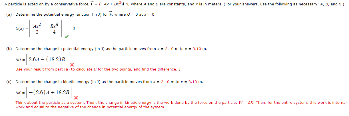 Solved A Particle Is Acted On By A Conservative Force F Chegg Com