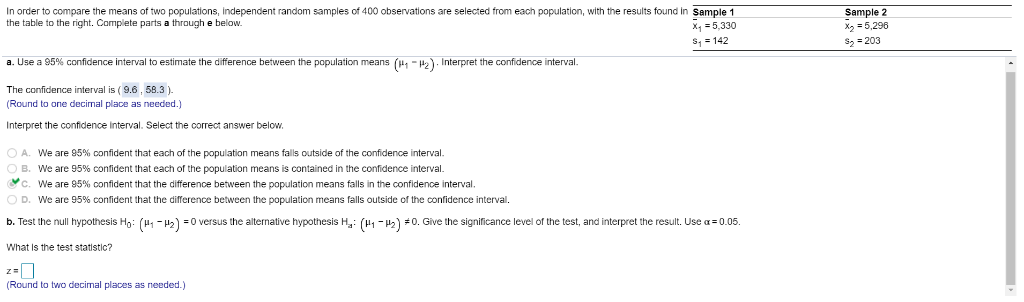 Solved aampa In order to compare the means of two | Chegg.com