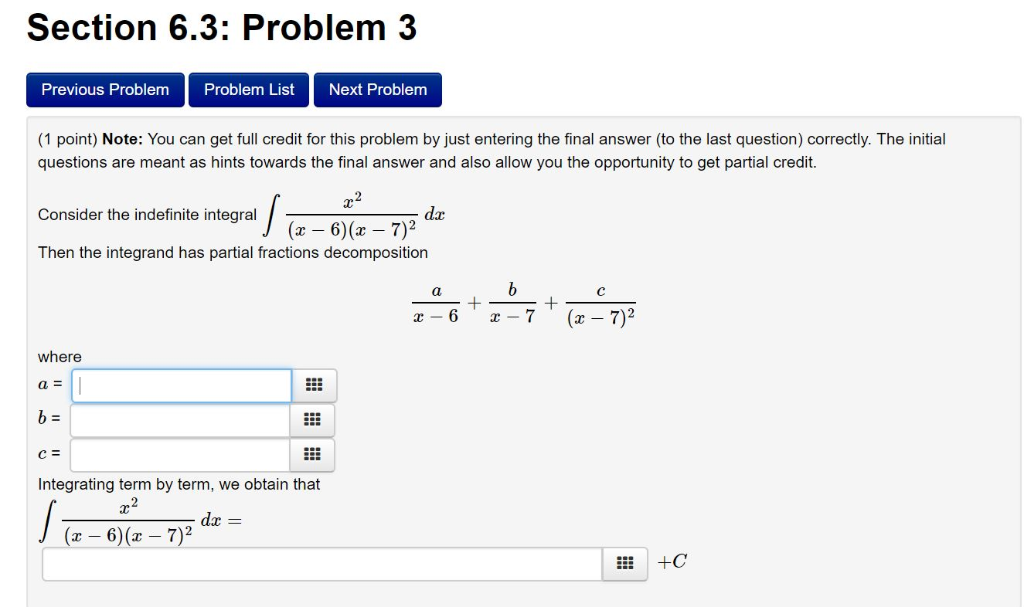 Solved Section 6.3: Problem 3 Previous Problem Problem List | Chegg.com